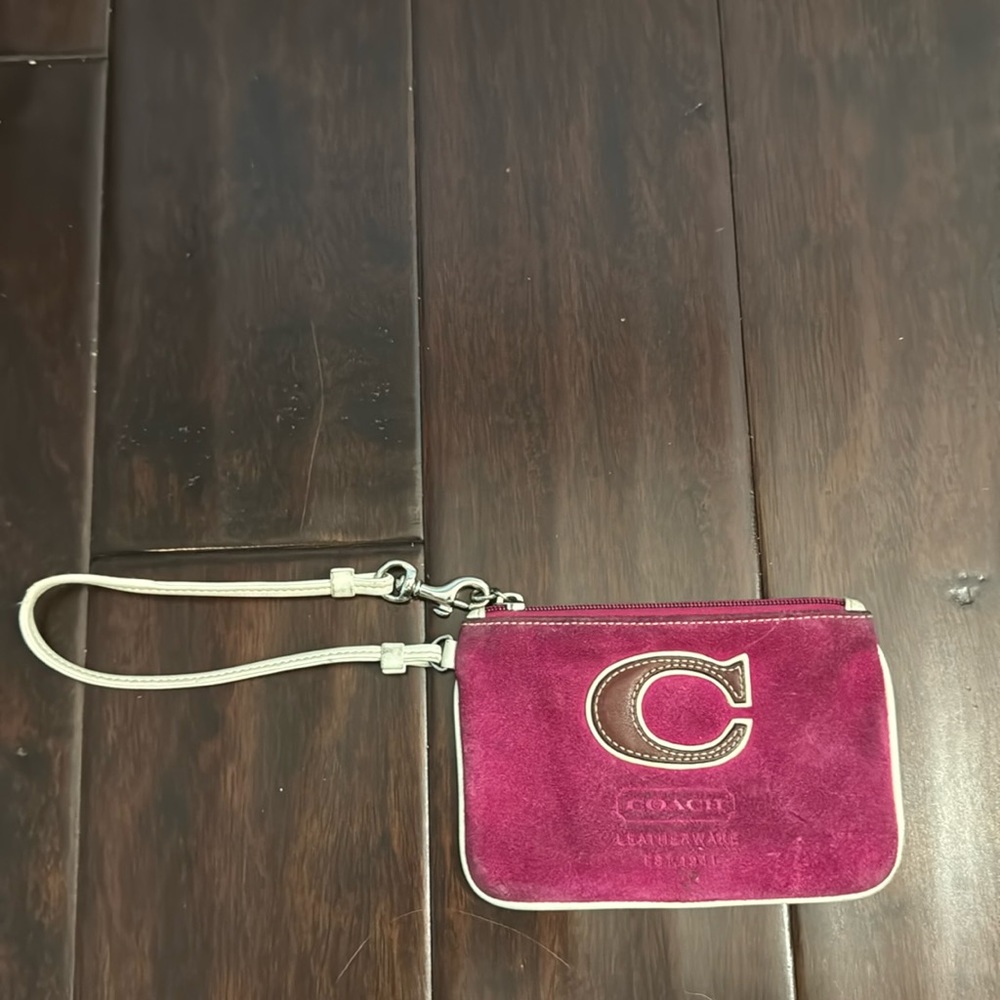 Coach pink suede wristlet